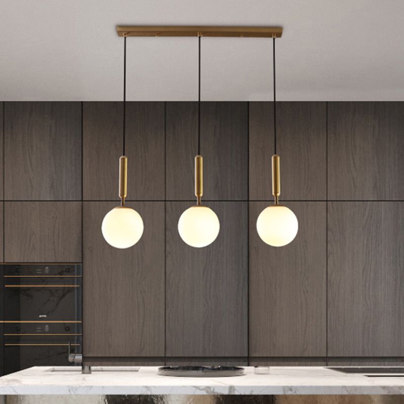 Brass Ball Multiple Hanging Pendant Light Simplicity Glass Ceiling Light for Open Kitchen