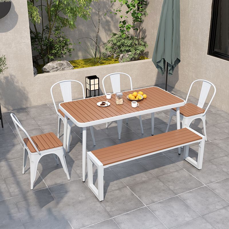Modern Rectangular Picnic Table Set 1/2/4/5/6/7 Pcs Manufactured Wood Picnic Set