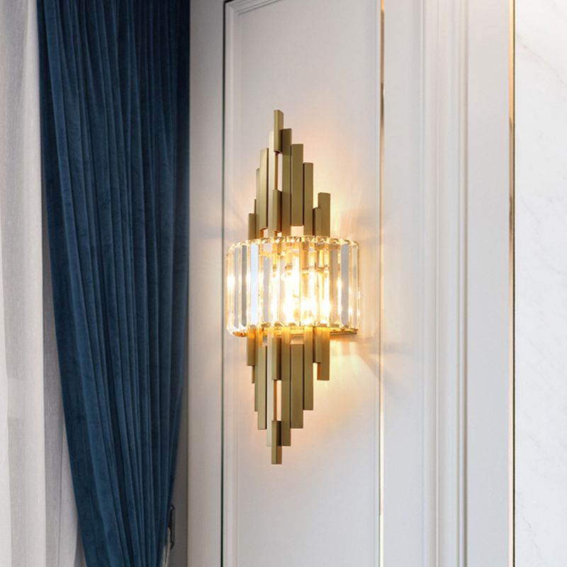 2 luci Lampada da parete in cristallo interno Strisce di metallo in metallo Stripsponi di scarico in oro