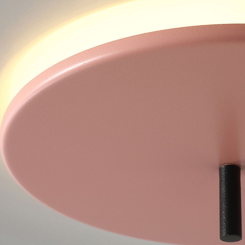 Acrylic Circular LED Ceiling Fixture in Modern Nordic Style Lacquered Iron Macaroon Flush Mount