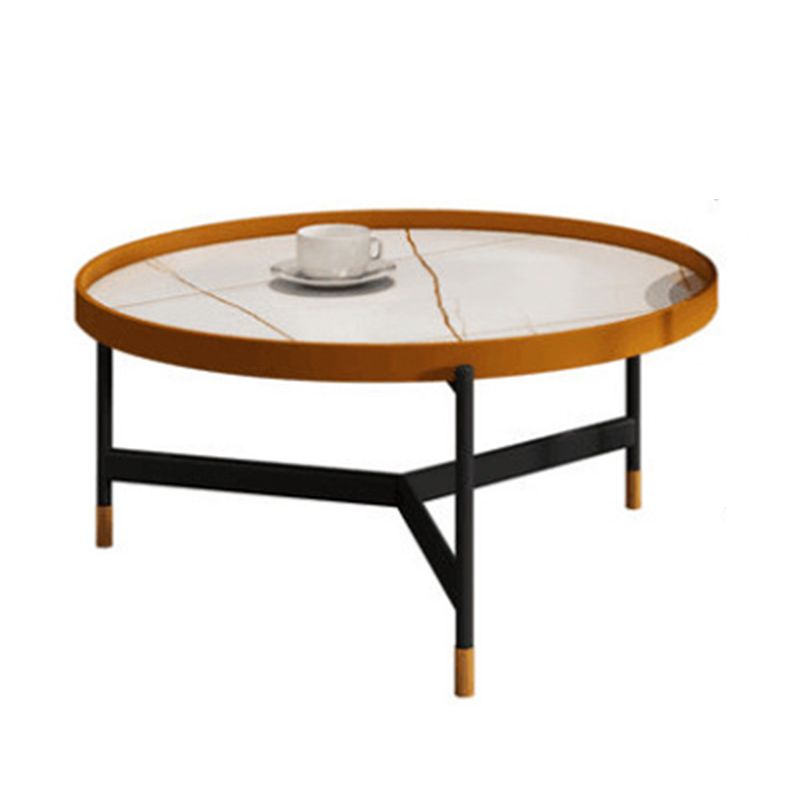 Modern Tray Top 3 Legs Coffee Table Slate and Steel Round Table