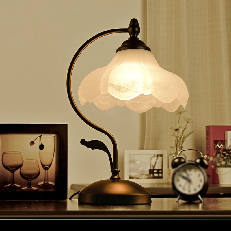 Glass Flower Table Light Contemporary Style Nights and Lamp for Bedroom