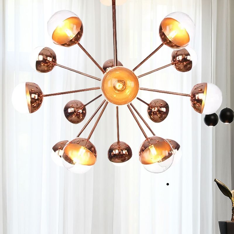 Semi-encastré Globe pour salle à manger, verre blanc/transparent/gris fumée, 9/12/15 lumières, luminaire semi-encastré contemporain en cuivre/chrome/or