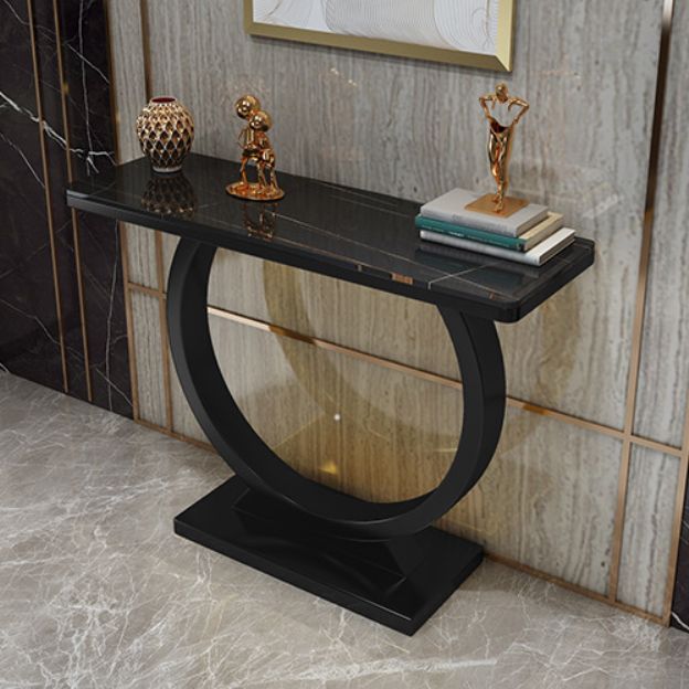 Glam Stone Console Sofa Table Rectangle Console Accent Table for Hall