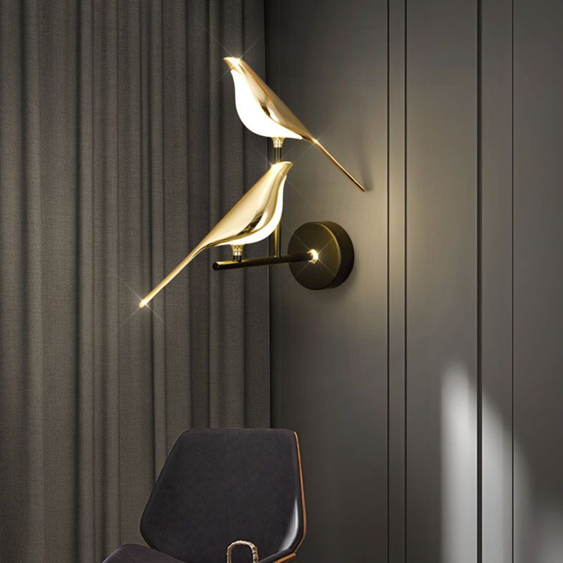 Contemporary Bird Gold Wall Light Sconces Acrylic Wall Mount Lamp for Living Room