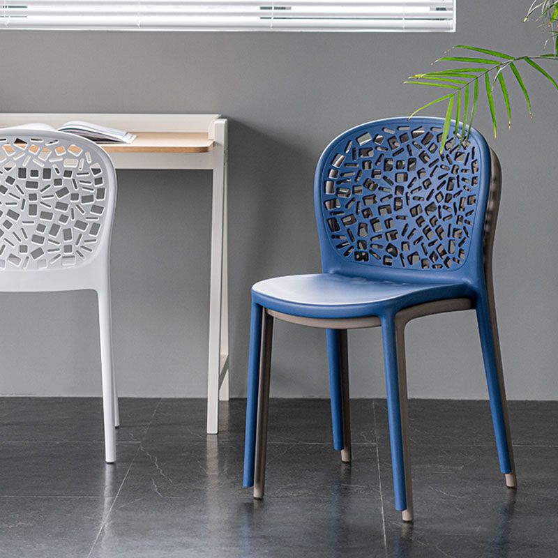 Scandinavische open achterkant Dining Side stoel Plastic Dining Armless Stoel