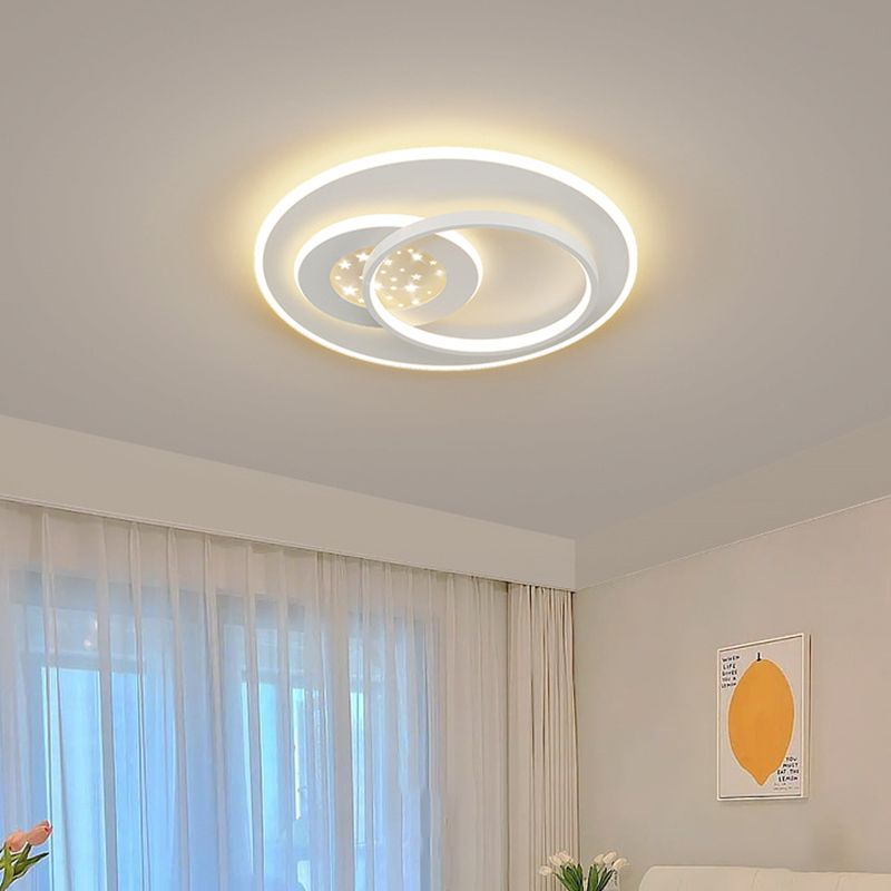 LED Metal Flush Mount Modern Geometric Shape Ceiling Light with Acrylic Shade for Bedroom