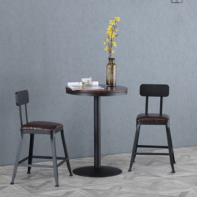 Industrial Leather Top Barstool Black 4 Legs Bar Stool for Indoor