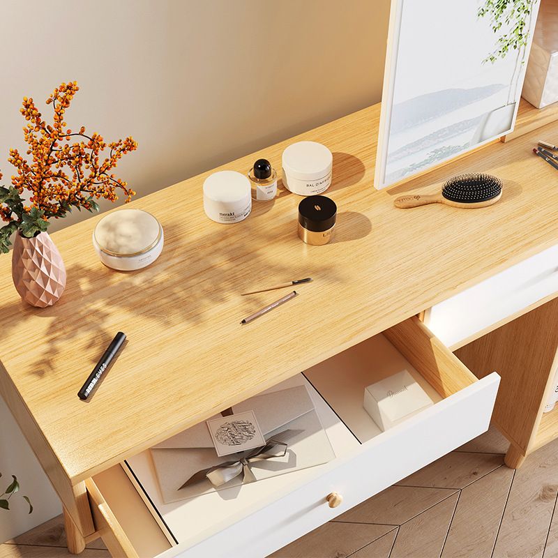 Scandinavian Wood Dressing Table Solid Wood Make-up Vanity with Drawers