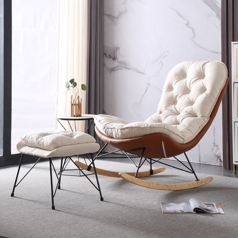 Style Single Rocker Chair Modern Iron Base Lazy Chair for Balcony and Bedroom