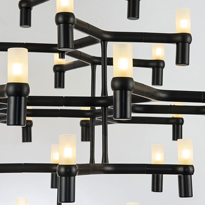 Multi Layer Chandelier Lamp Nordic Metal Black/Silver/White LED Hanging Light for Living Room