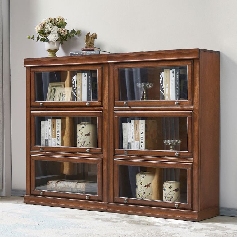 Wooden Standard Bookcase Contemporary Closed Back Bookshelf With Door