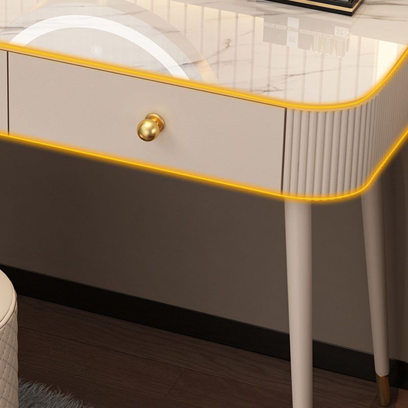 Modern Lighted Mirror Dressing Table Bedroom Makeup Table with Drawer