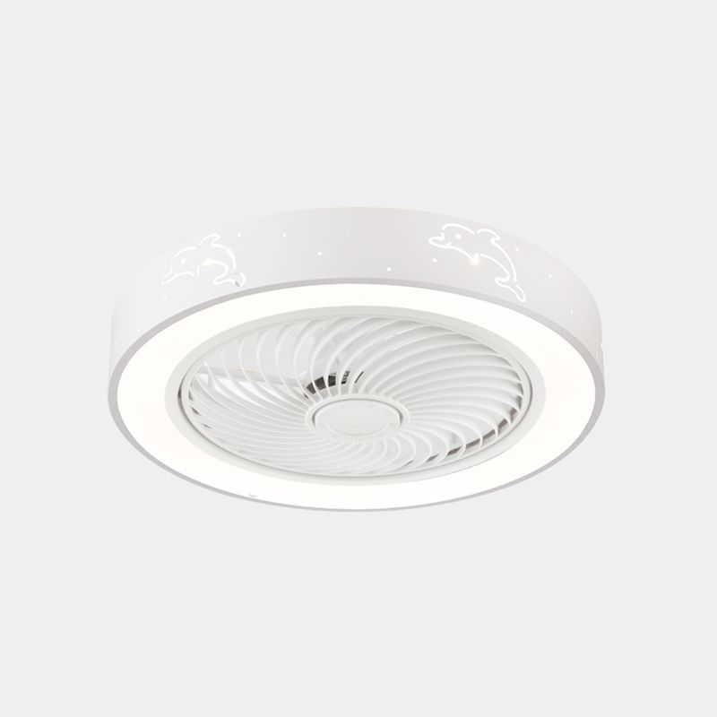 Round Metal Ceiling Fan Lamp Modern Style LED Ceiling Flush Mount