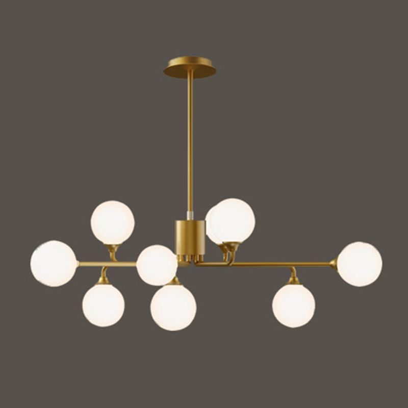 Modern Minimalist Chandelier Light Fixture Spherical White Glass Ceiling Chandelier for Living Room