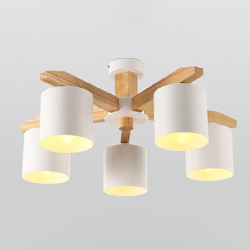 Montaje semi descarga de hierro blanco en moderna luz de techo de madera de estilo conciso para espacios interiores