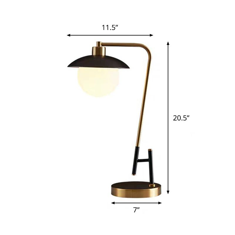 Opal Glass Globe Tischlicht postmodern 1 hellschwarz-goldene Nachtlampe mit Kuppelschatten