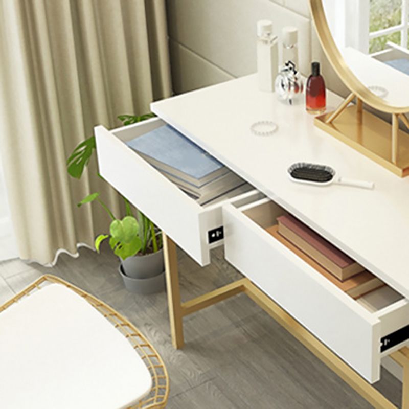 Bright White Makeup Vanity Desk 15.74" Wide Vanity Tables with 2 Storage Drawers