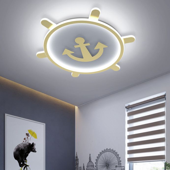 Mediterran Flushmount Light Nordic Modern Minimalistisch Kreativ Warm Golden Ruder Kinder Zimmer Zimmer-Zimmer-Studie Deckenlampen