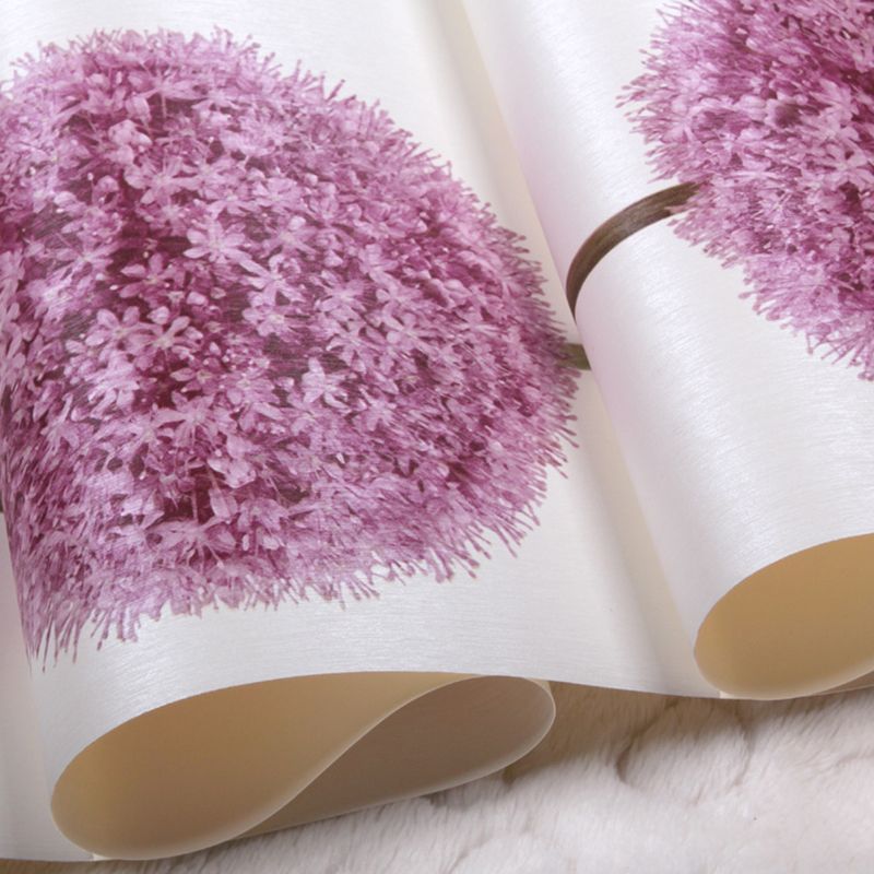 Purple Hydrangea Wallpaper Floral Print Rustic Stain-Resistant Wall Art for Living Room