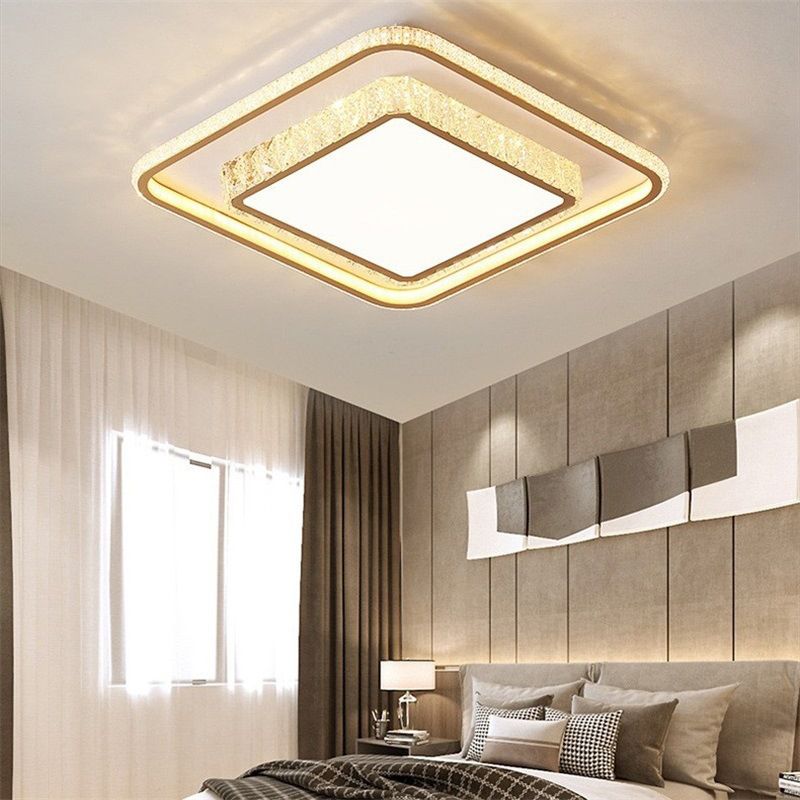Clear Crystal Flush Mount Light Contemporary Simple LED Ceiling Lamp for Dining Room