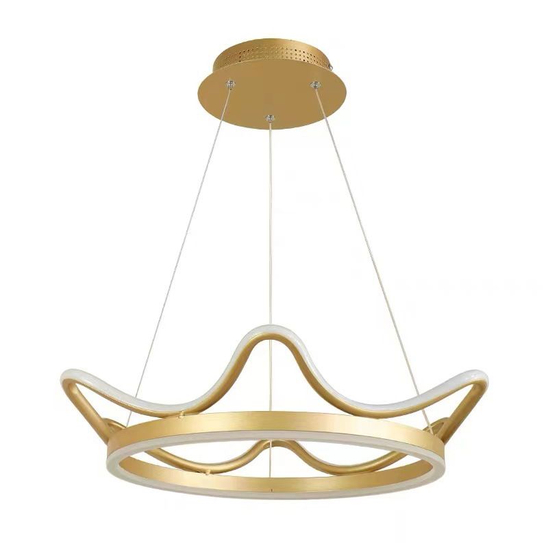Modern Crown Chandelier Lights Metal 2 Light Chandelier Light Fixture in Gold
