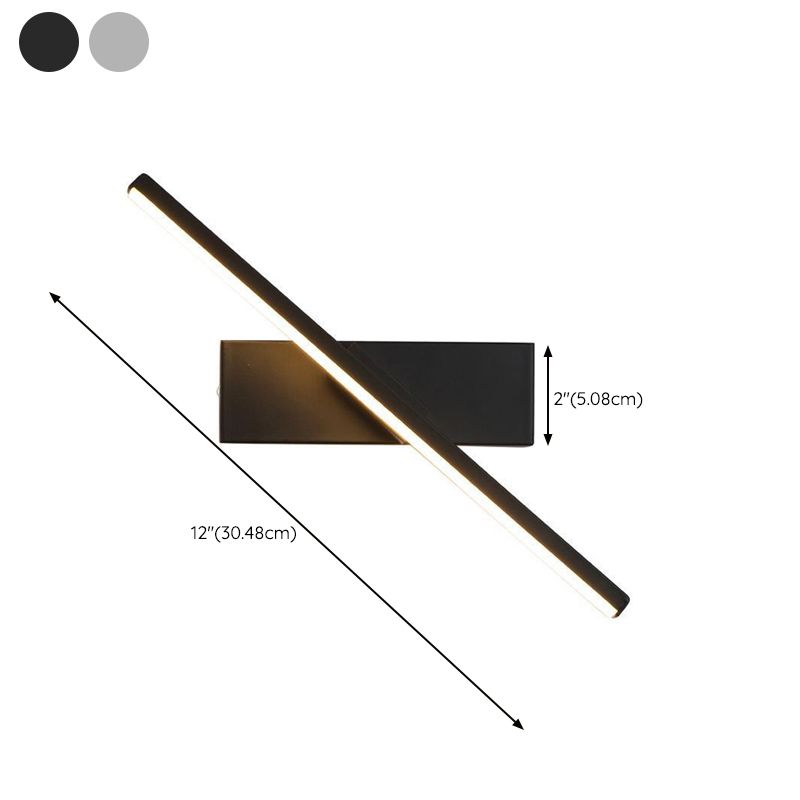 Nordic Style Metal Wall Light Strip Shape Rotatable Wall Lamp for Bedroom