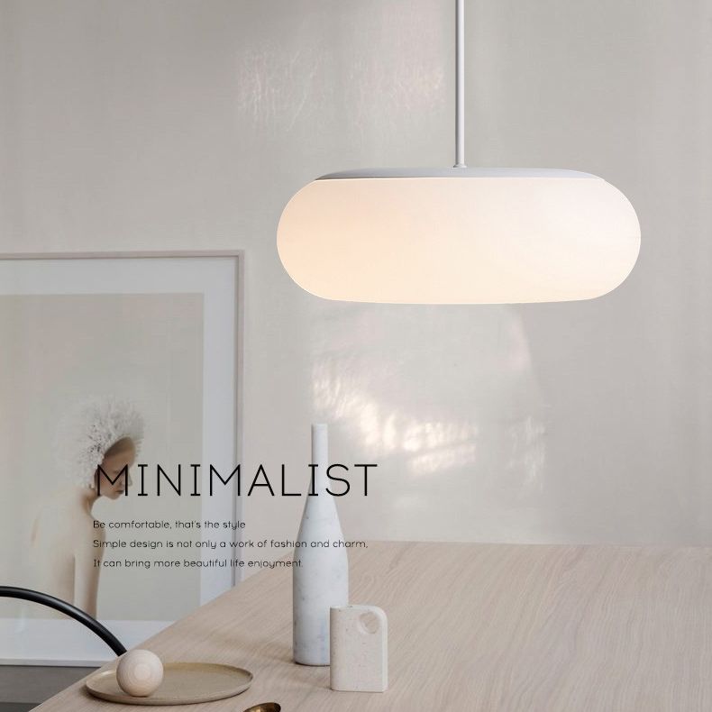 Bianca 1 Lampada a ciondolo a battente leggera Modern Minimalist Plastic Hanging Lampada per tavolo da pranzo