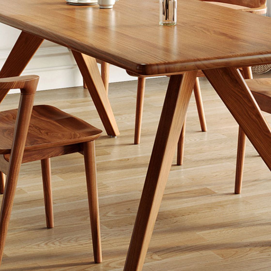 Modern Pine Wood Table for Restaurant Rectangle Dining Table in Nature with 4 Legs