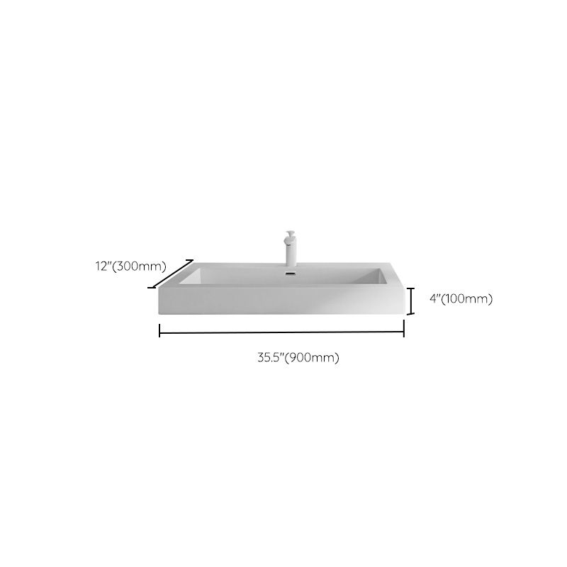 Modern Bathroom Sink Man Made Rock Rectangular Vessel Bathroom Sink with Pop-Up Drain