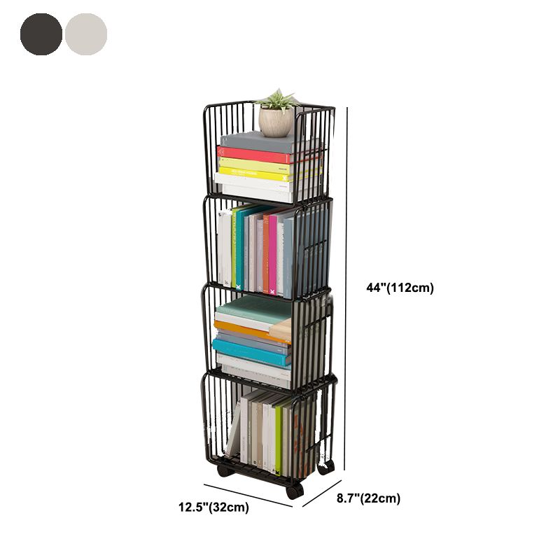 Contemporary Metal Shelf Bookcase Closed Back Vertical Bookcase