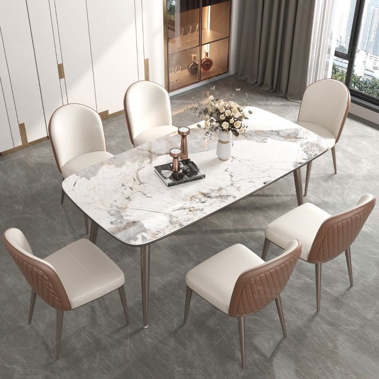 Luxusstil Home Sintered Stone Esstisch 4 Beine Basis Rechtecktisch