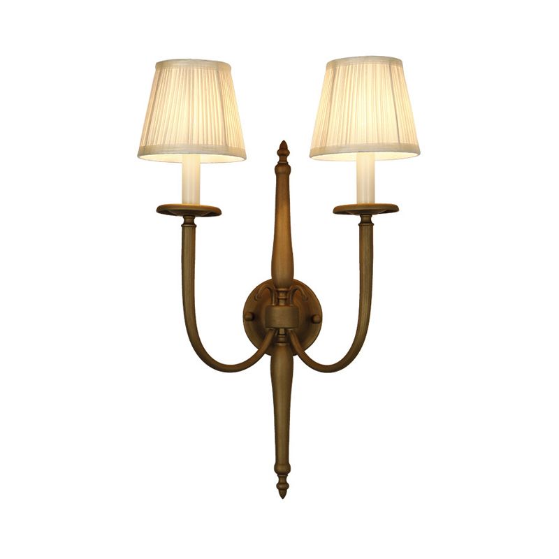 Lampada montata con parete conica bianca tessuto in stile vintage 2 luci lampada da scarico interno