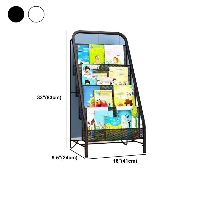 Industrial Iron Ladder Bookshelf White and Black Closed Back Bookcase for Home