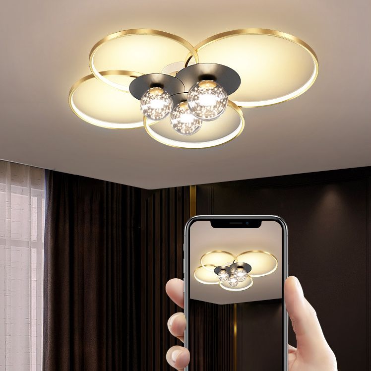 Minimalism Nordic Geometric Circles LED Ceiling Light Clear Glass Ball LED String Light Lighting Fixture for Living Room