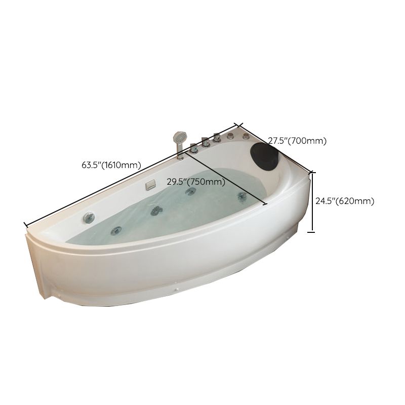 Modern Acrylic Corner Bathtub Soaking/Whirlpool Back to Wall Bathtub