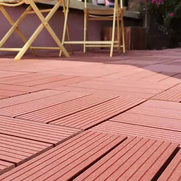 Composite Square Decking Tiles Interlocking Striped Pattern Patio Flooring Tiles