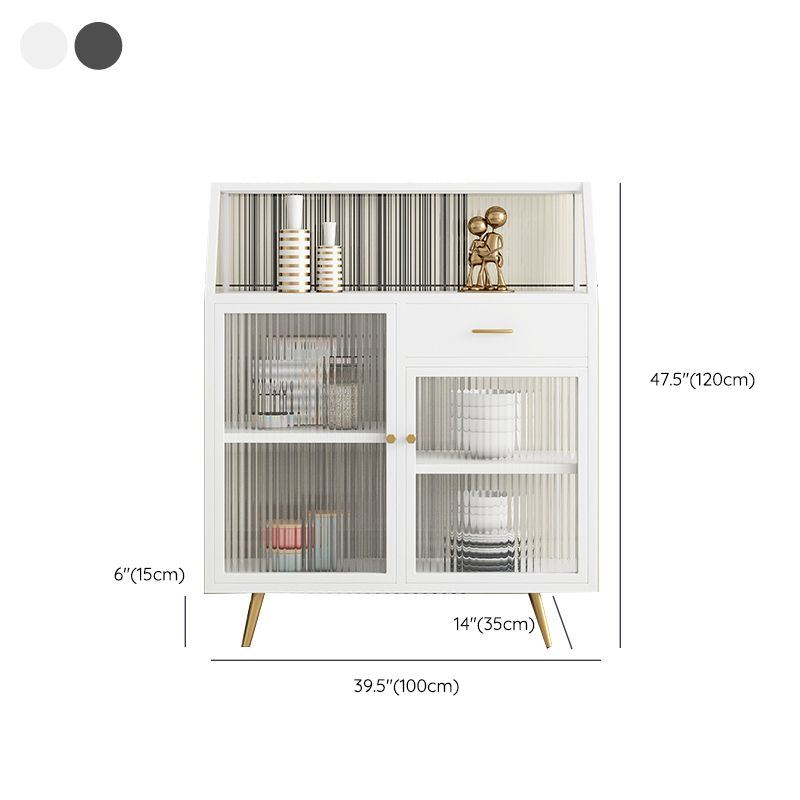 Matte Finish Dining Server with Gold Metal Legs Modern Sideboard for Dining Room