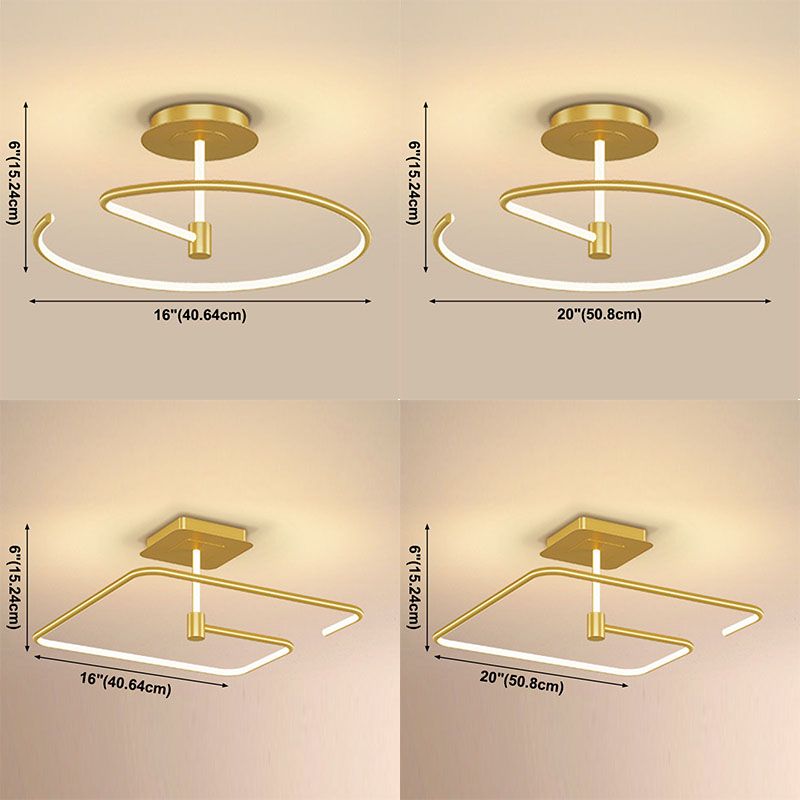 Modern Minimalist Linear LED Ceiling Light Aluminium Indoor Semi Flush Mount with Silicone Shade