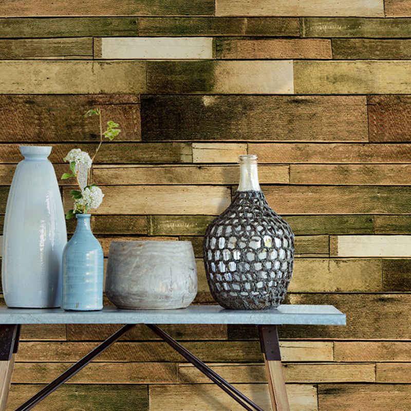 Brown Rural Self-Stick Wallpaper Roll 34.2-sq ft Reclaimed Wood Plank Wall Covering, Removable