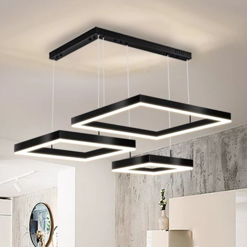 Modern Minimalist Style Multiple Squares Pendant Lighting Fixtures Metal Pendant Light Kit