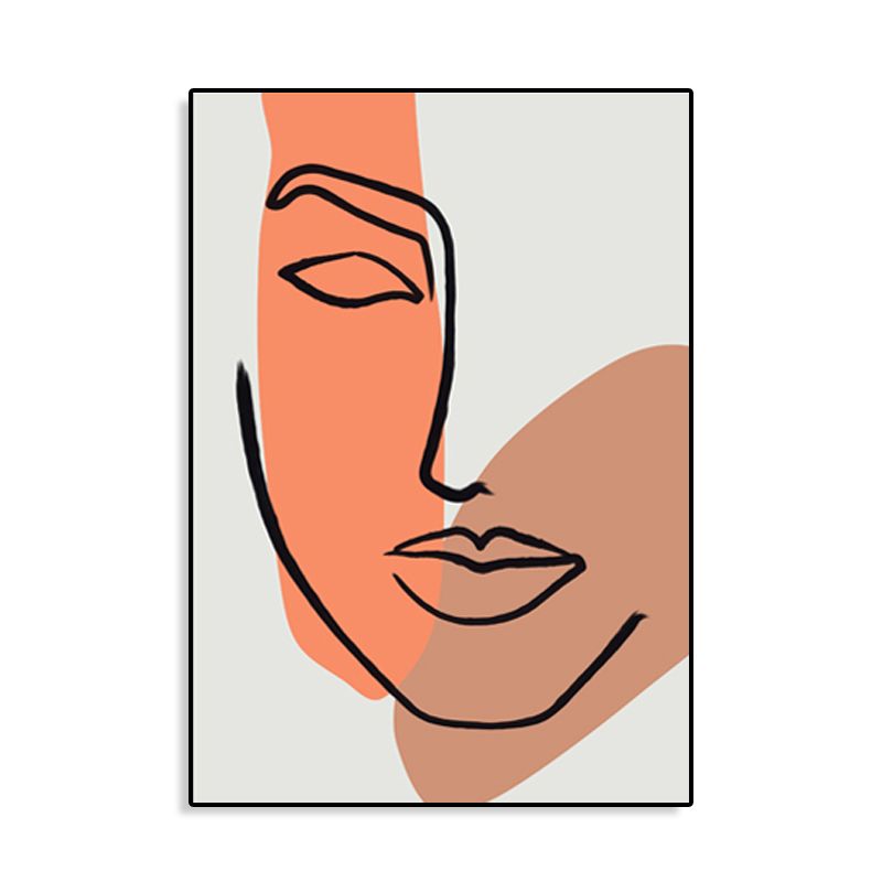 Textured Figure's Face Wall Decor Canvas Scandinavian Style Painting for Living Room