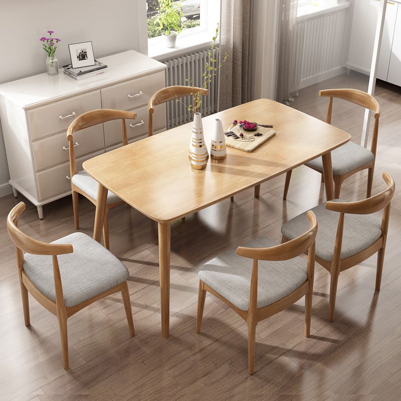 Modern Rubber Wood Table for Restaurant Rectangle Dining Table with 4 Legs