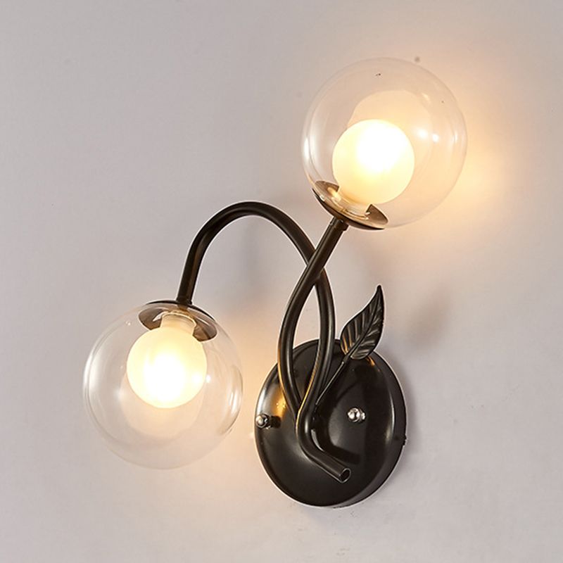 Modern Sconce Light Fixture 2-Light Wall Sconce with Metal and Glass for Living Room