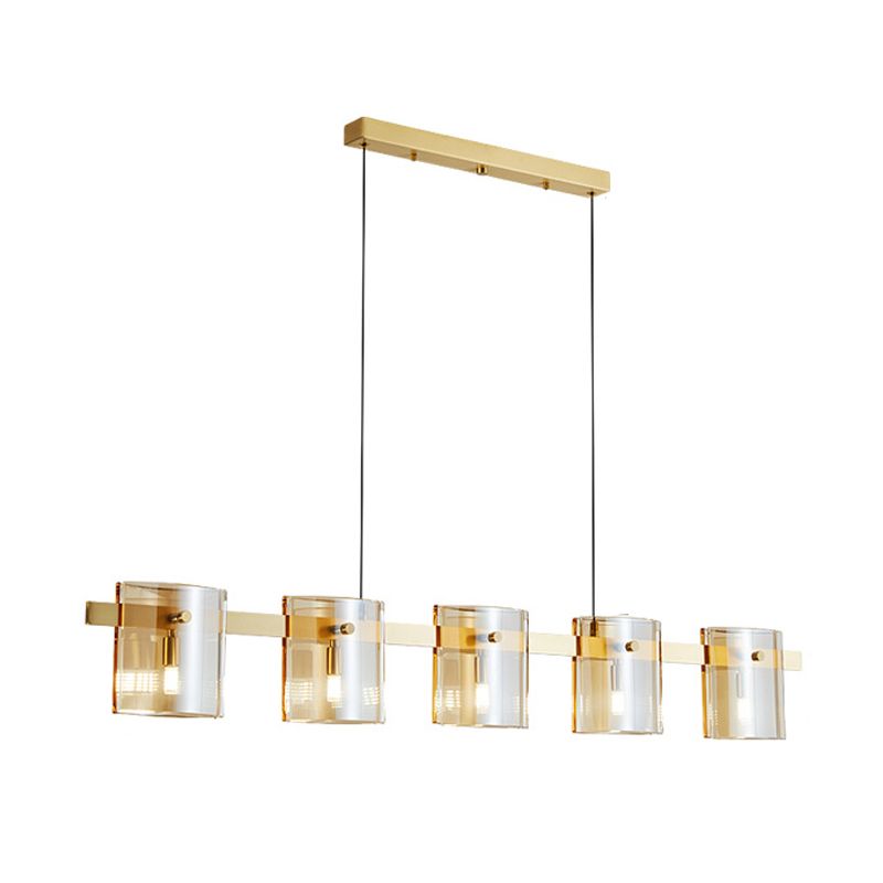 Glass Rectangle Island Light Fixtures Modern Multiple-Light Island Pendant