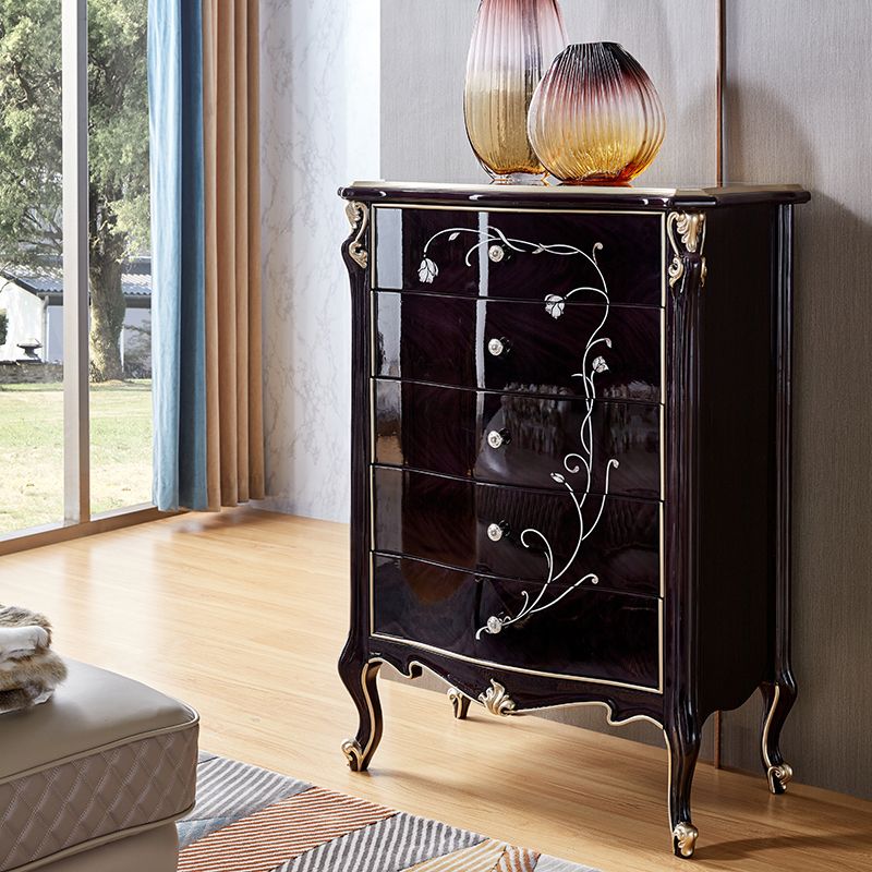 Classic Glam Dresser Wooden Storage Chest Dresser with 5 Drawers