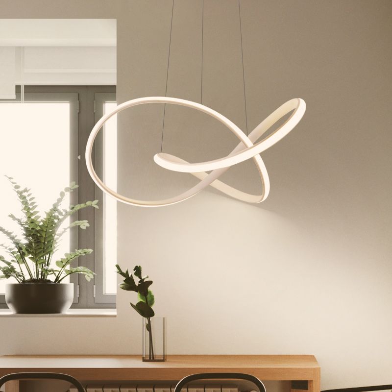 Seamless Curves Ceiling Light Minimal LED White/Black Chandelier Pendant in Warm/White Light