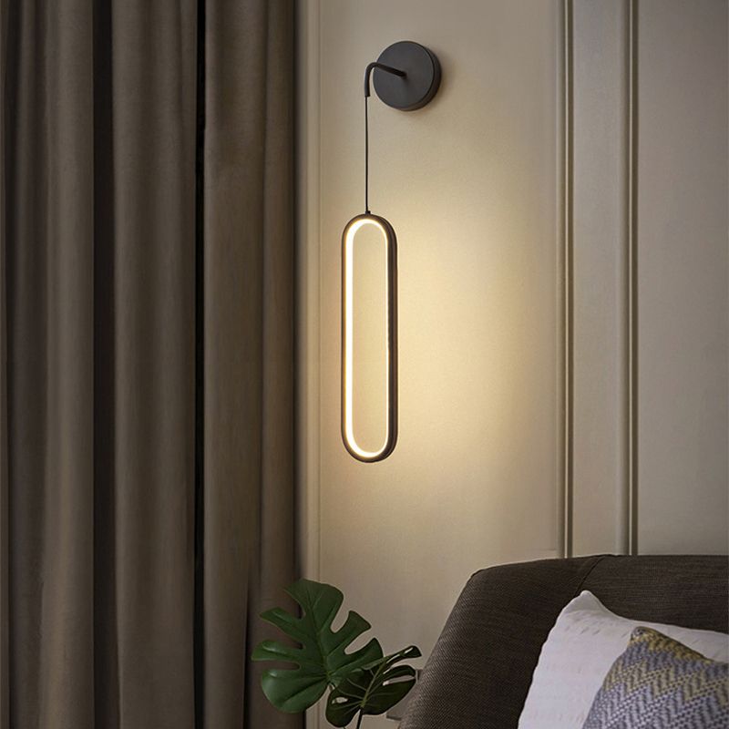 Minimalism LED Wall Sconce Oval Brass Sconce Lighting for Bedroom