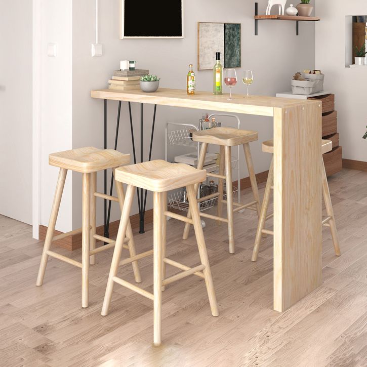 Modern Bar Table Set 1/2/5 Pieces Wooden Bar Table with High Wood Stools