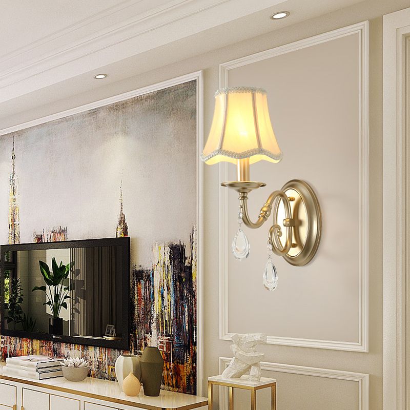 Nordic Style Crystal Vanity Light Fabric Shade Vanity Lamp for Shower Room